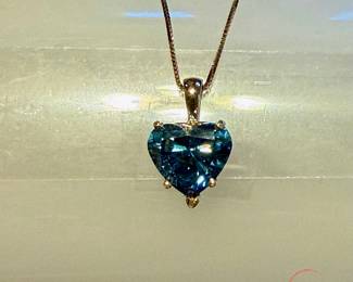 5.04ct VS1 Fancy Vivid Blue Diamond Heart Necklace in 14kt Gold
