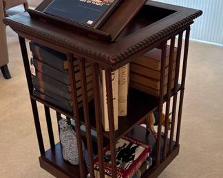 Mahogany Rotating Bookcase with Lectern Top