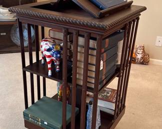 Mahogany Rotating Bookcase with Lectern Top