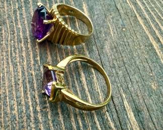 Amethyst 14kt Gold Ring and Amethyst Gold Plated Sterling ring