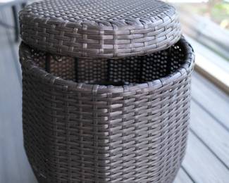 Wicker patio side table/storage