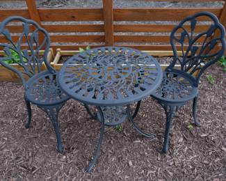 3 PCS Outdoor Bistro Set Cast Aluminum Tulip Bistro Table and Chairs