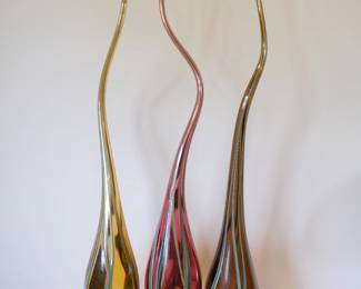 Swan Neck Alto glass vases crafted by artist Victor Chiarizia, known for their sinuous, swan-like forms.