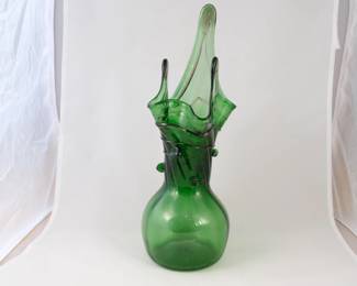 Vintage green blown glass