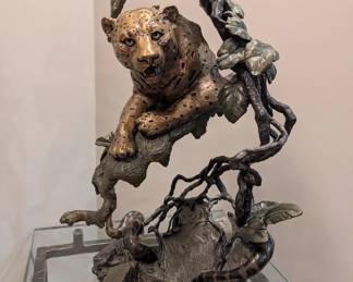 Mark Hopkins Bronze Sculpture, "Night Hunter", with Stand