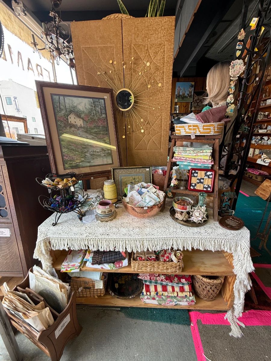 Entry table, fabric, pictures and more.