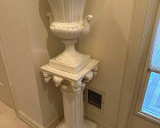 White Urn Planter & Pedestal