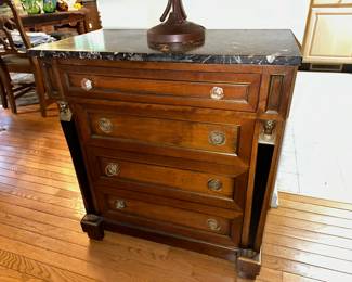 Egyptian Revival Marble Top Commode / Chest of Drawers