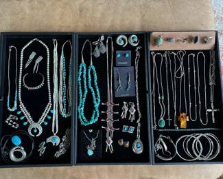 Jewelry - Sterling Silver - Native American Navajo - Zuni - Squash Necklaces - Turquoise