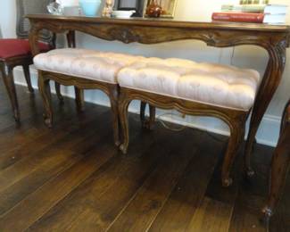 Pair of banquettes designed  Louis XV style w/ tufted upholstery