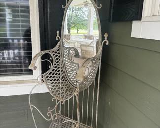Lovely Wrought Iron Hall Stand w/ Oval Mirror