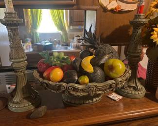 Vintage fruit bowl and candlesticks
