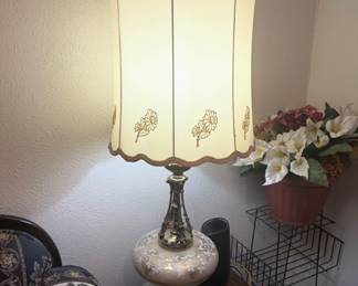 Mid century lamp: glass, brass & marble