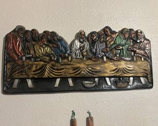 Chalkware Last Supper wall plaque