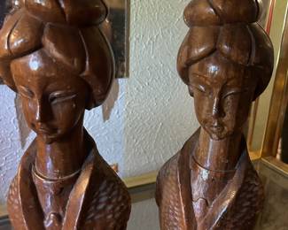 Wooden carved busts