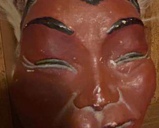 Plaster and fur painted Eskimo mask