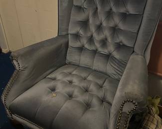 Blue wing back chair