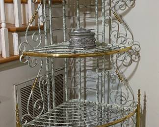 Corner Bakers Rack - White and Brass