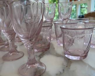 Vintage Pink Glass - Goblets and Tumblers