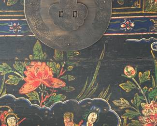 Chinese Hand Painted Storage Chest- Detail and Hardware