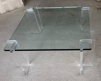 Modern Lucite and Glass Coffee Table