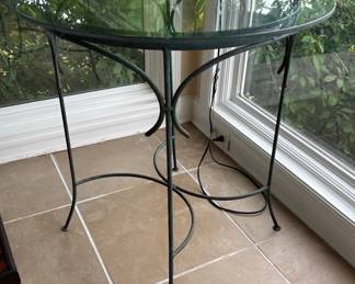 Glass Top Iron Base Side Table
