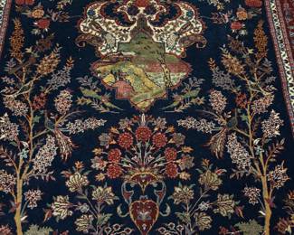 Tabriz Silk and Wool - One of a Pair - Detail