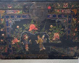 Chinese Hand Painted Storage Chest - Very Unusual