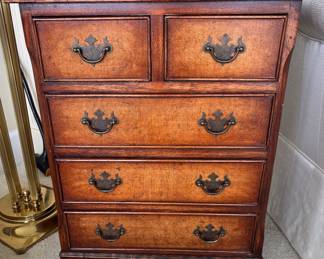5 Drawer Burl Walnut Diminutive Chest