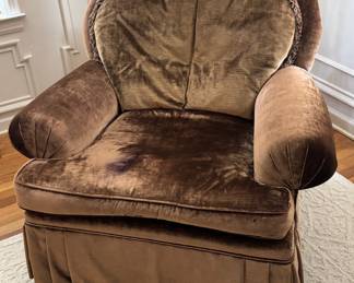 Pair of 'Victorian' Style Club Chairs - Velvet Upholstery