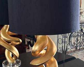 Gold Sculptured Abstract Lamp