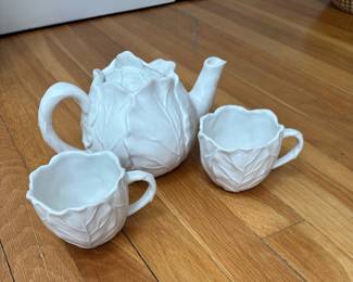 White Cabbageware Tea Set