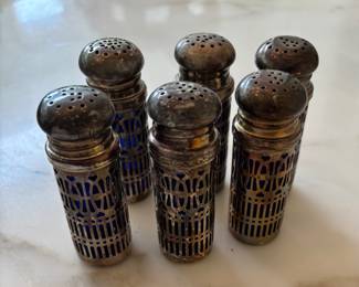 Set of 6 Serling Salt and Pepper Shakers-Cobalt Blue Inserts