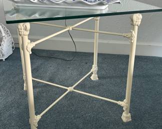 Great Vintage Iron Table with Thick Glass Top