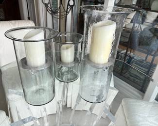 3 Glass Pillar Candleholders