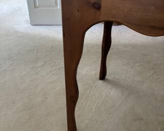 Single Drawer Pine Beveled Table/Deck - unusual -leg detail