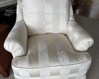 Striped Tone on Tone Upholstered Rock and Swivel Matching Club Chair
