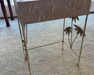 Metal Floral Table with Elephants