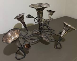 Silverplate Epergne- Trumpet Vase