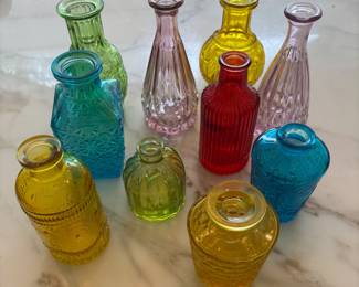 Variety of Colorful Glass Vases