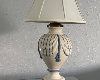 Blue and White Decorative Pieces and Lamp