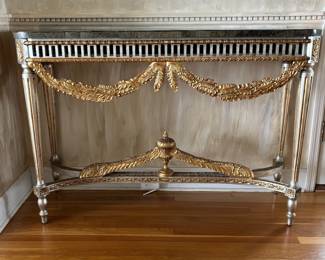 Pair of Louis XVI Silver Gilt Console with Tessellated Marble Top