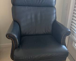 Blue Leather Executive Desk Chair