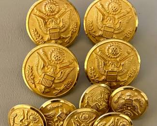 VINTAGE BRASS US ARMY UNIFORM BUTTONS - WATERBURY BUTTON CO.