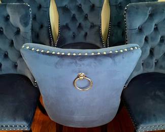SET/6 BLUE VELVET CHAIRS