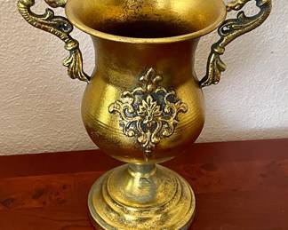 LARGE METAL GILT URN VASE