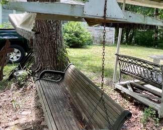 Large Swing Bench w/Canopy - Some Slat Replacements Needed