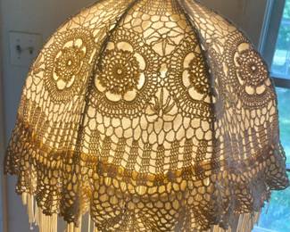 ANTIQUE LACE/FRINGED SHADE FLOOR LAMP