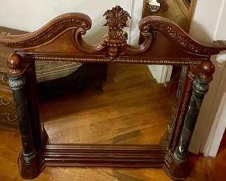 LARGE/HEAVY MIRROR WITH MARBLE COLLUMNS for MANTLE, BUFFET or DRESSER