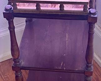 ANTIQUE FRINGED SHADE FLOOR LAMP/SIDE TABLE